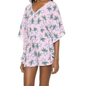 Cupcakes and Cashmere Pink Green Eden Palm Romper Tropical Vacation Size Small